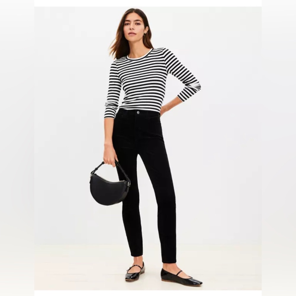 Ann Taylor LOFT black cord skinny pants NWT 12